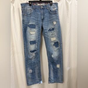 BKE Buckle Black Exclusive Men's Distressed Straight Stretch Jeans Sz 35x30 EUC